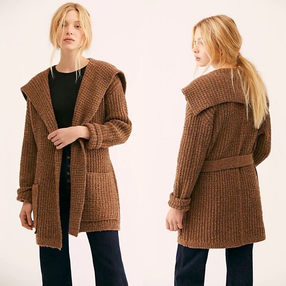 Free People Taffy Sweater Cardi Brown Size Large